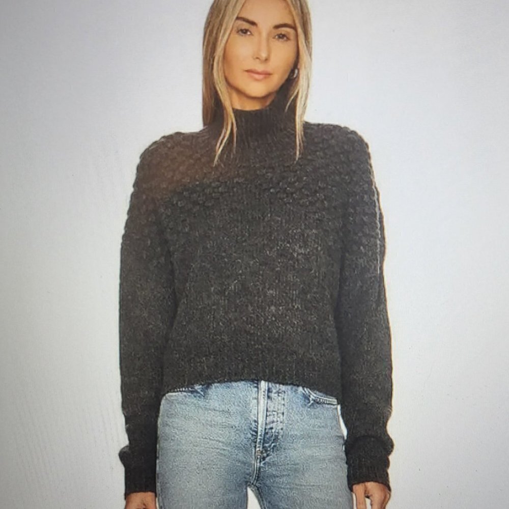 NWOT Free People Women's Bradley Charcoal Heather Knitted Pullover Sweater Sz M - Picture 1 of 11